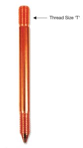 Solid Copper Grounding Rod - Externally Threaded